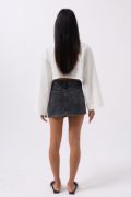 Asimetrik Bel Denim Mini Etek resmi
